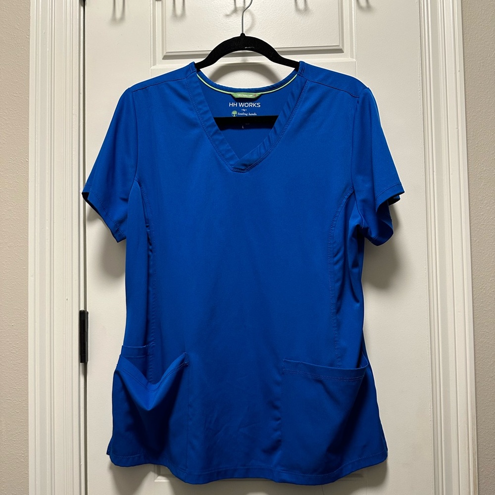 HHWorks by Healing Hands Scrub Top Size L Royal Blue